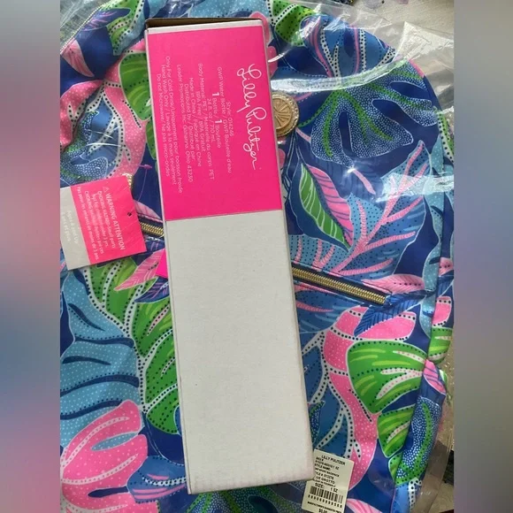 NWT LILLY PULITZER GWP SPORT BACKPACK AND MATCHING WATER BOTTLE BLUE GROTTO - Picture 1 of 4